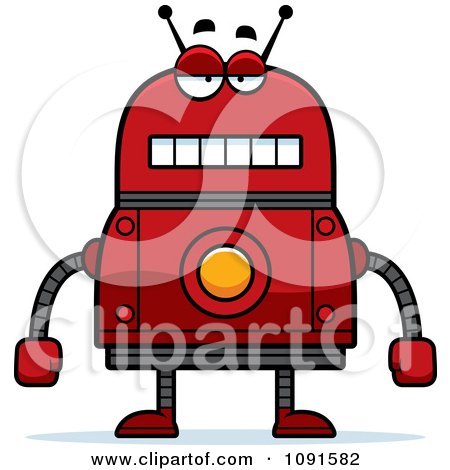 Clipart Bored Red Robot - Royalty Free Vector Illustration by Cory Thoman