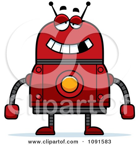 Clipart Drunk Red Robot - Royalty Free Vector Illustration by Cory Thoman
