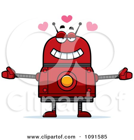 Clipart Loving Red Robot - Royalty Free Vector Illustration by Cory Thoman