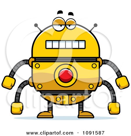 Clipart Bored Golden Robot - Royalty Free Vector Illustration by Cory Thoman