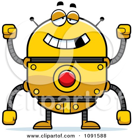 Clipart Drunk Golden Robot - Royalty Free Vector Illustration by Cory Thoman