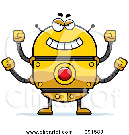 Clipart Evil Golden Robot - Royalty Free Vector Illustration by Cory Thoman
