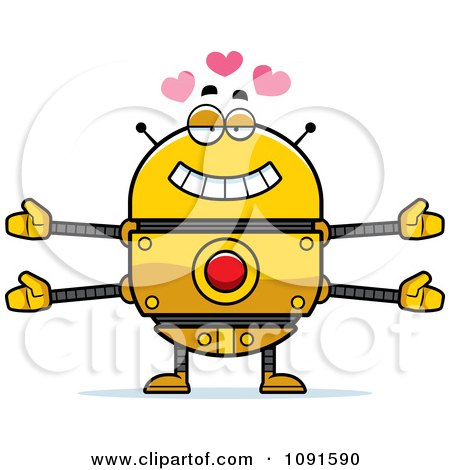 Clipart Loving Golden Robot - Royalty Free Vector Illustration by Cory Thoman