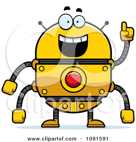 Clipart Smart Golden Robot - Royalty Free Vector Illustration by Cory Thoman