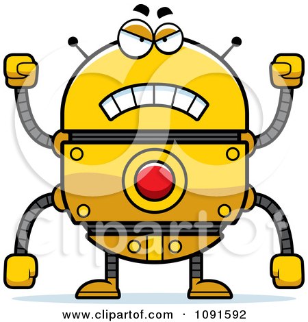 Clipart Mad Golden Robot - Royalty Free Vector Illustration by Cory Thoman
