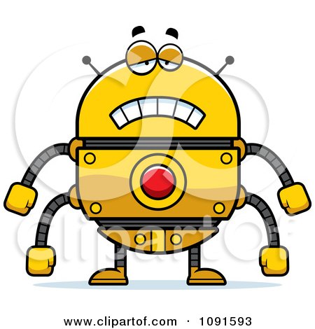 Clipart Sad Golden Robot - Royalty Free Vector Illustration by Cory Thoman