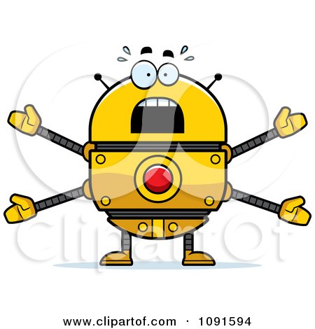 Clipart Scared Golden Robot - Royalty Free Vector Illustration by Cory Thoman