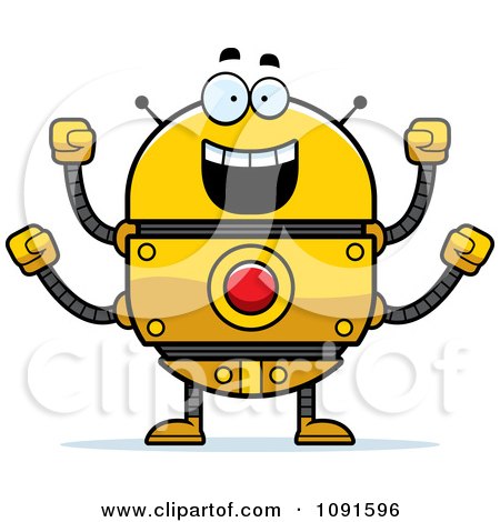 Clipart Excited Golden Robot - Royalty Free Vector Illustration by Cory Thoman
