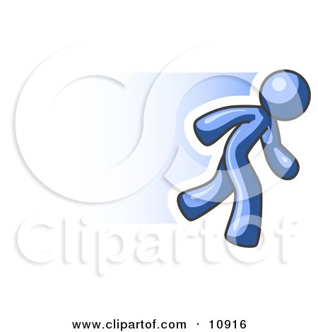 Speedy Blue Business Man Running Clipart Illustration by Leo Blanchette