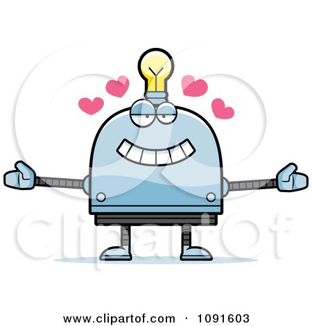 Clipart Loving Light Bulb Head Robot - Royalty Free Vector Illustration by Cory Thoman