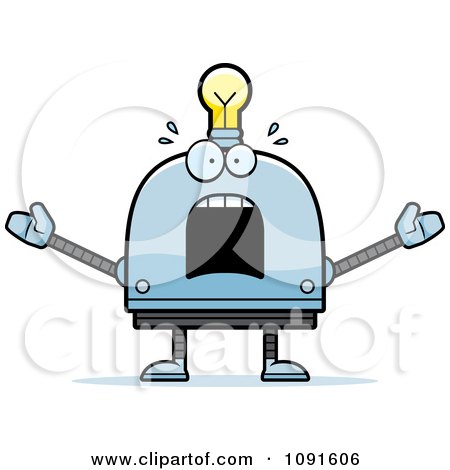 Clipart Scared Light Bulb Head Robot - Royalty Free Vector Illustration by Cory Thoman