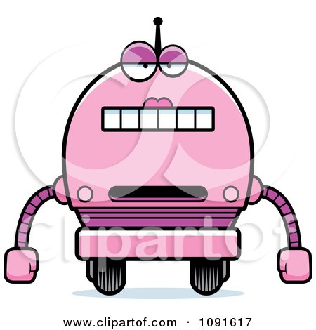 Clipart Bored Pink Robot Girl - Royalty Free Vector Illustration by Cory Thoman