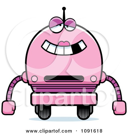 Clipart Dumb Pink Robot Girl - Royalty Free Vector Illustration by Cory Thoman