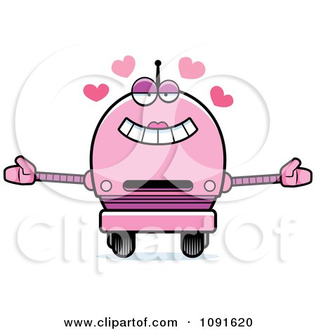 Clipart Loving Pink Robot Girl - Royalty Free Vector Illustration by Cory Thoman