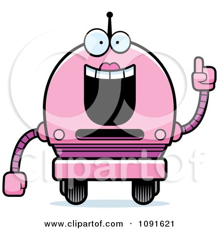 Clipart Smart Pink Robot Girl - Royalty Free Vector Illustration by Cory Thoman