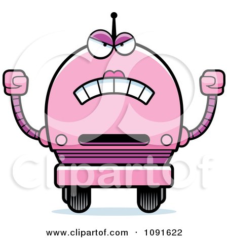 Clipart Mad Pink Robot Girl - Royalty Free Vector Illustration by Cory Thoman