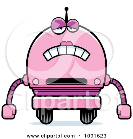 Clipart Sad Pink Robot Girl - Royalty Free Vector Illustration by Cory Thoman