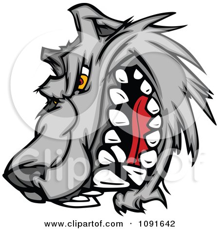 Clipart Snarling Wolf Mascot Head - Royalty Free Vector Illustration by Chromaco