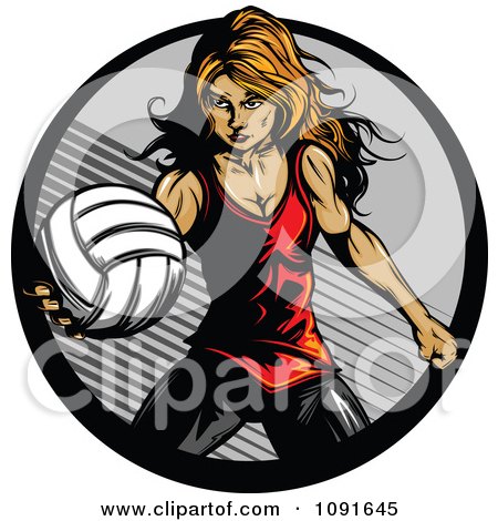 Clipart Strong Female Volleyball Player Preparing To Serve - Royalty Free Vector Illustration by Chromaco