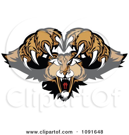 Clipart Couger Mascot Pouncing - Royalty Free Vector Illustration by Chromaco