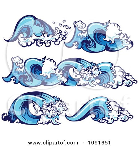 Clipart Blue Ocean Wave Borders And Design Elements - Royalty Free Vector Illustration by Chromaco