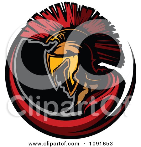 Clipart Spartan Warrior Head In Profile With A Black Circle - Royalty Free Vector Illustration by Chromaco