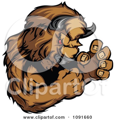 Clipart Strong Fighter Buffalo Mascot - Royalty Free Vector Illustration by Chromaco