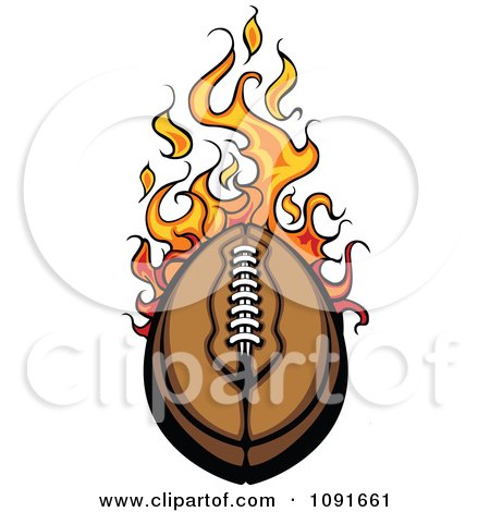 Clipart Leather Football And Flames - Royalty Free Vector Illustration by Chromaco