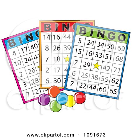 Clipart Three Colorful Bingo Cars With Stars - Royalty Free Vector Illustration by Maria Bell