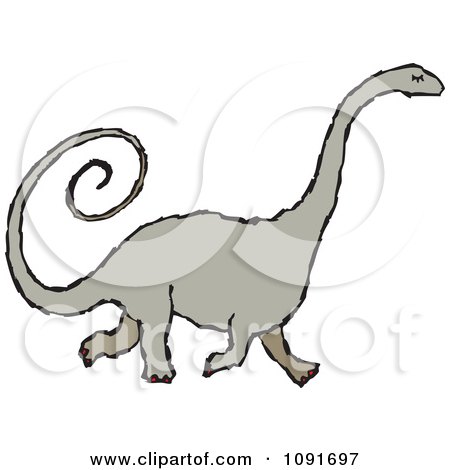 Clipart Green Brontosaurus Dinosaur - Royalty Free Vector Illustration by Steve Klinkel