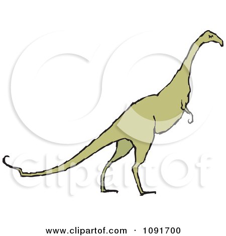 Clipart Green Raptor Dinosaur - Royalty Free Vector Illustration by Steve Klinkel