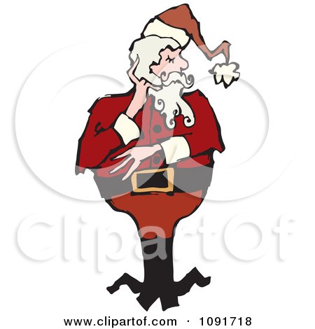 Clipart Thoughtful Santa - Royalty Free Vector Illustration by Steve Klinkel