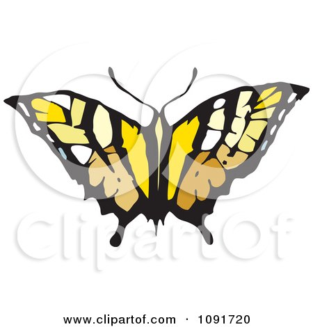 Clipart Brown And Yellow Butterfly - Royalty Free Vector Illustration by Steve Klinkel