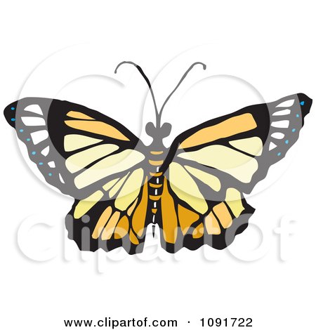 Clipart Beige And Yellow Butterfly - Royalty Free Vector Illustration by Steve Klinkel