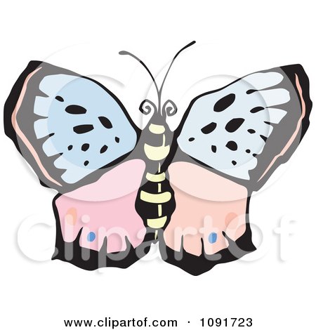 Clipart Pink And Blue Butterfly - Royalty Free Vector Illustration by Steve Klinkel