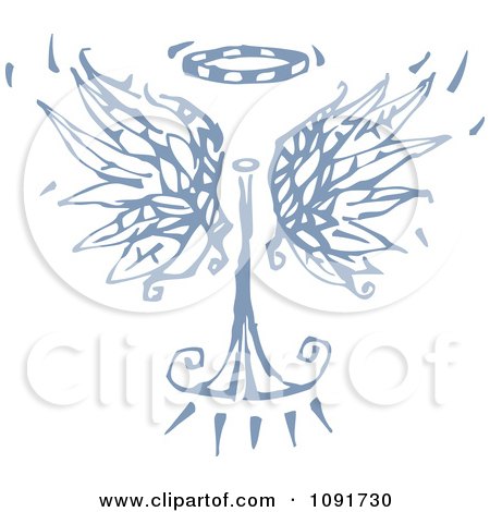 Clipart Blue Angel With A Halo - Royalty Free Vector Illustration by Steve Klinkel