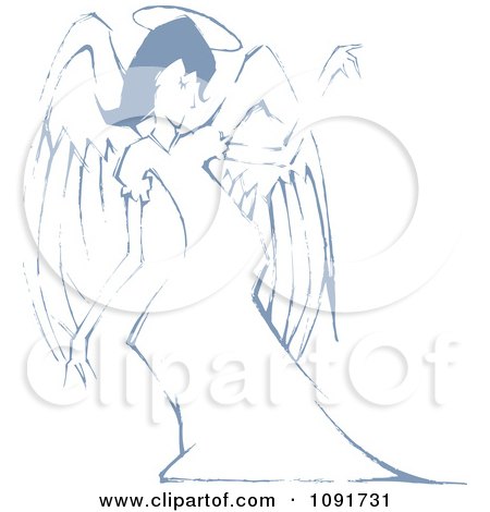 Clipart Blue Angel Pointing - Royalty Free Vector Illustration by Steve Klinkel