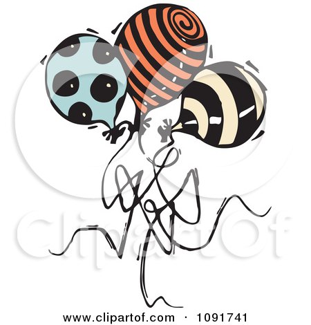 Clipart Three Patterned Party Balloons - Royalty Free Vector Illustration by Steve Klinkel