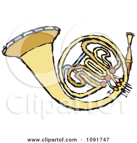 Clipart Brass French Horn - Royalty Free Vector Illustration by Steve Klinkel