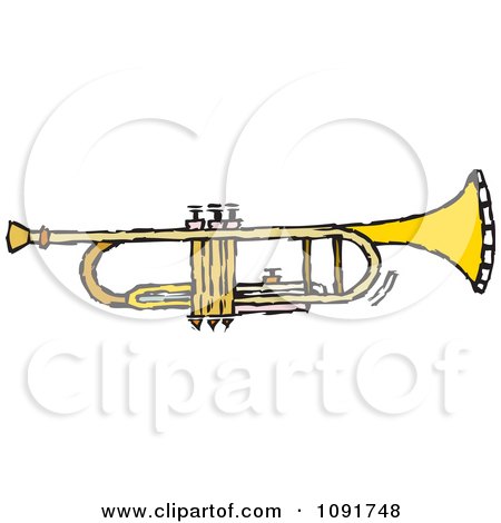 Clipart Brass Trumpet - Royalty Free Vector Illustration by Steve Klinkel