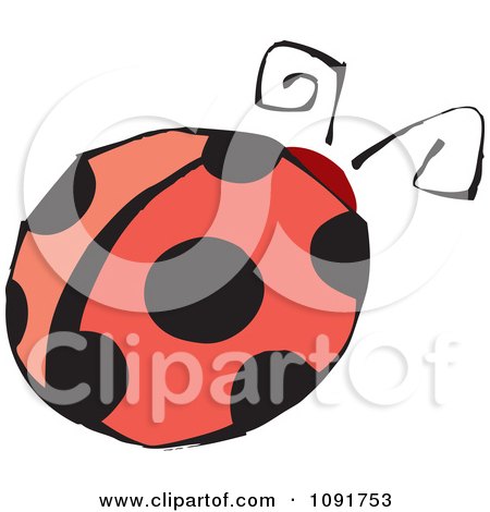 Clipart Round Ladybug With Black Spots - Royalty Free Vector Illustration by Steve Klinkel