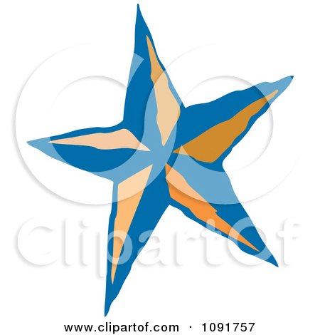 Clipart Blue And Orange Star - Royalty Free Vector Illustration by Steve Klinkel