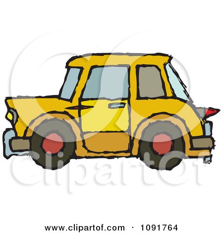 Clipart Yellow Car - Royalty Free Vector Illustration by Steve Klinkel