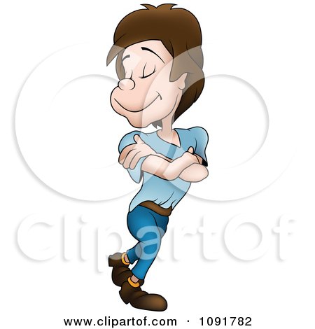 Clipart Young Man Walking With His Arms Folded - Royalty Free Vector Illustration by dero