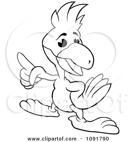 Clipart Black And White Cockatoo Pointing - Royalty Free Vector Illustration by dero