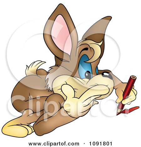 Clipart Creative Artist Rabbit Drawing - Royalty Free Vector Illustration by dero