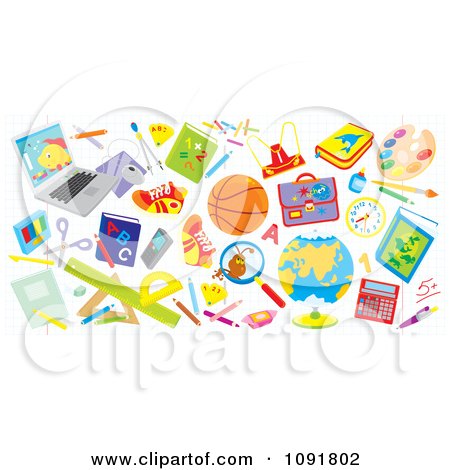 Clipart School And Sports Items - Royalty Free Vector Illustration by Alex Bannykh