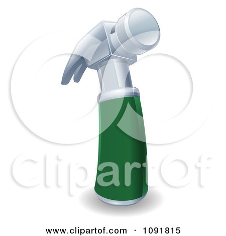Clipart 3d Green Handled Silver Hammer - Royalty Free Vector Illustration by AtStockIllustration