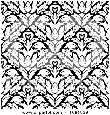 Clipart Black And White Triangular Damask Pattern Seamless Background 5 - Royalty Free Vector Illustration by Vector Tradition SM