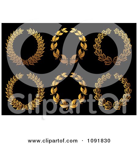Clipart Gold Leafy Laurel Wreaths - Royalty Free Vector Illustration by Vector Tradition SM